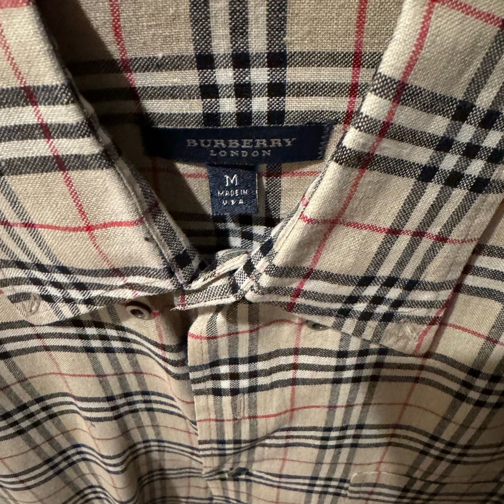 Men's size medium linen, Burberry button-down